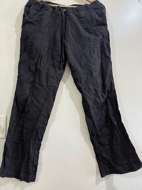 Allen Allen Black Linen Drawstring Chinos